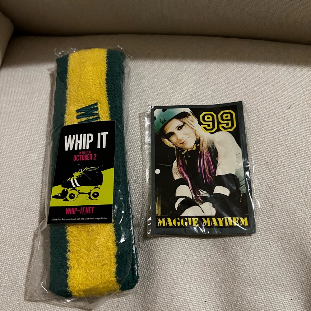 Whip It Movie - Wristband and Maggie Mayhem 99 Button 2009